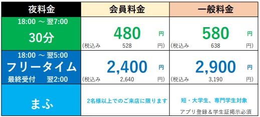 カラオケまねきねこの一人カラオケ平日・夜料金プランの画像