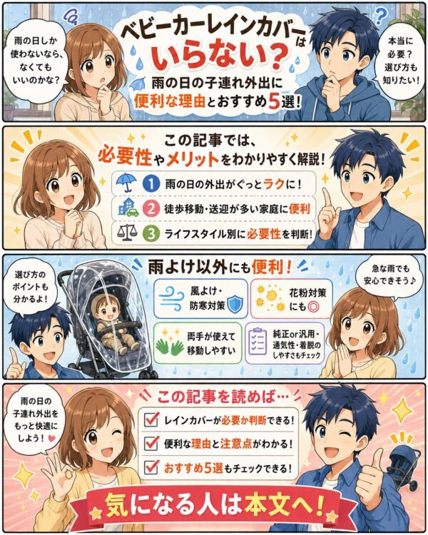 ベビーカーレインカバーはいらない？雨の日の子連れ外出に便利な理由とおすすめ5選！