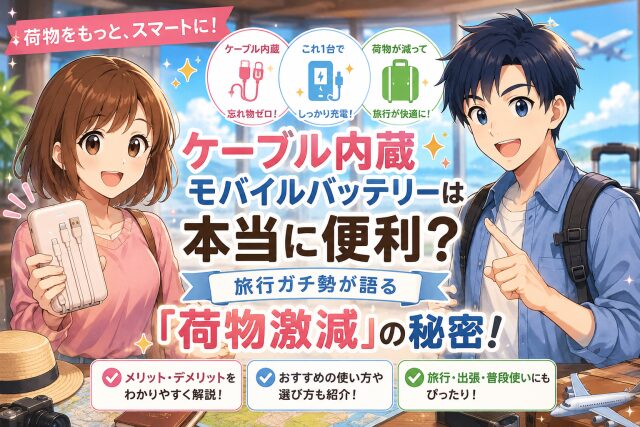 ケーブル内蔵モバイルバッテリーは本当に便利？旅行ガチ勢が語る「荷物激減」の秘密！